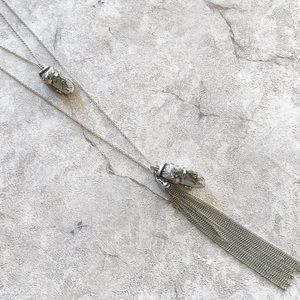 Double Stranded Rock Tassel Necklace Set